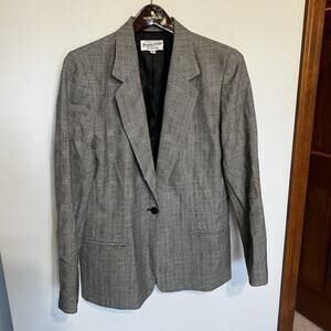 Vintage Women’s Pendleton 100% Virgin Wool Gray Glen Plaid Blazer Jacket Size 12
